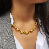 Vintage Gold Tone X Pattern Choker Necklace