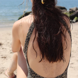 Paisly Print One Piece Swimsuit with Button Detail