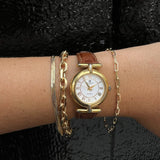Vintage Givenchy Watch with Embossed Brown Leather Strap
