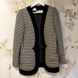 Emanuel Ungargo Wool and Velvet Houndstooth Blazer