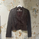Brown Leather Half Collar Jacket