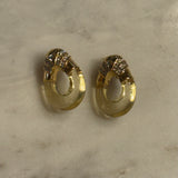 Goldtone Lucite Drop Earring with Rhinestones