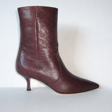 Stacie Burgundy Snake Kitten Heeled Boot