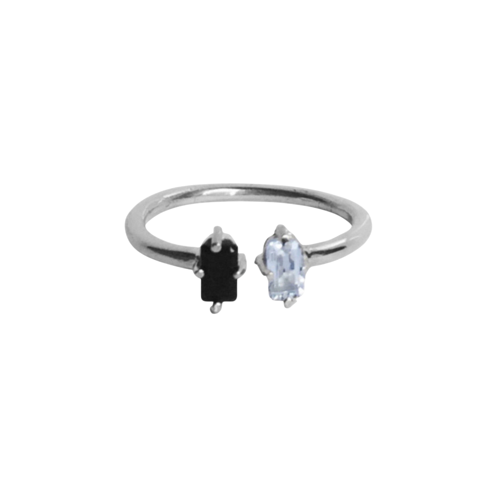Jordana Ring - White Topaz and Black Onyx