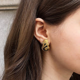 Vintage Christian Dior Earrings Gold with Black Enamel Detail