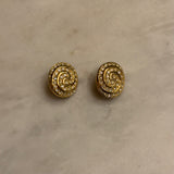 Vintage Christian Dior Goldtone Rhinestone Swirl Earrings
