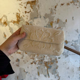 Vintage White Ivory Italian Beads Clutch with Floral Detail