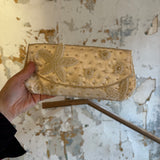 Vintage Ivory Pearl Satin Clutch, Made in Japan