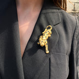 Gold Jaguar Brooch with Black Spots