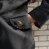 Black Enamel Beetle Pin