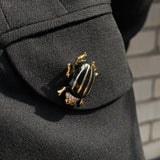Black Enamel Beetle Pin
