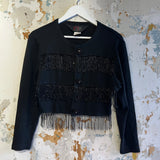 Vintage Vivienne Tam Black Beaded Fringe Cropped Jacket