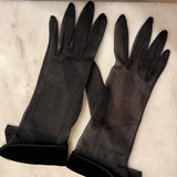 Black Sheer Gloves with Velvet Cuff