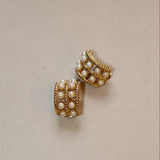 Vintage Givenchy Goldtone Open Base Hoops with Pearls