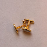 Vintage Christian Dior Goldtone White Mother of Pearl Cuff Links