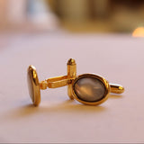 Vintage Christian Dior Goldtone White Mother of Pearl Cuff Links