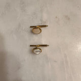 Vintage Christian Dior Gold Oval Mother of Peal Cuff Links - Small
