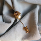 Vintage Mariam Haskell Pearl and Filigree Floral Dangle Stick Pin