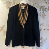 Vintage Christian Dior Black Blazer with Wide Striped Lapel