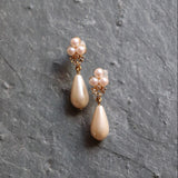 Vintage Pearl Drop Earrings with Three Pearl Detail