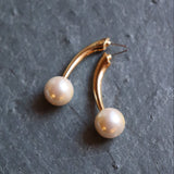 Vintage Gold Drop Earrings with Pearl Detail