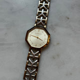 Vintage Yves Saint Laurent Gold and Silver Tone Watch with Octagon Face