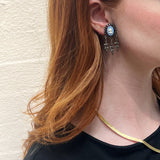 Vintage Cameo Silver Drop Clip On Earrings