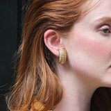 Vintage Christian Dior Textured Gold Tone Clip On Earrings