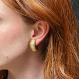 Vintage Christian Dior Textured Gold Tone Clip On Earrings