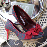 Vintage Manolo Blahnik Denim Pump with Red Bow