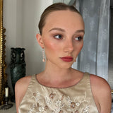 Vintage Givenchy Rose Gold Tone Pink Rhinestone Graduated Drop Post Earrings