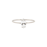 Tarin Thomas Reggie ring featuring a marquise cut white topaz stone set on a delicate sterling silver band