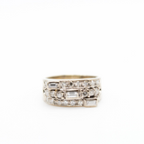 Three Tier Layered Ring with Baguettes