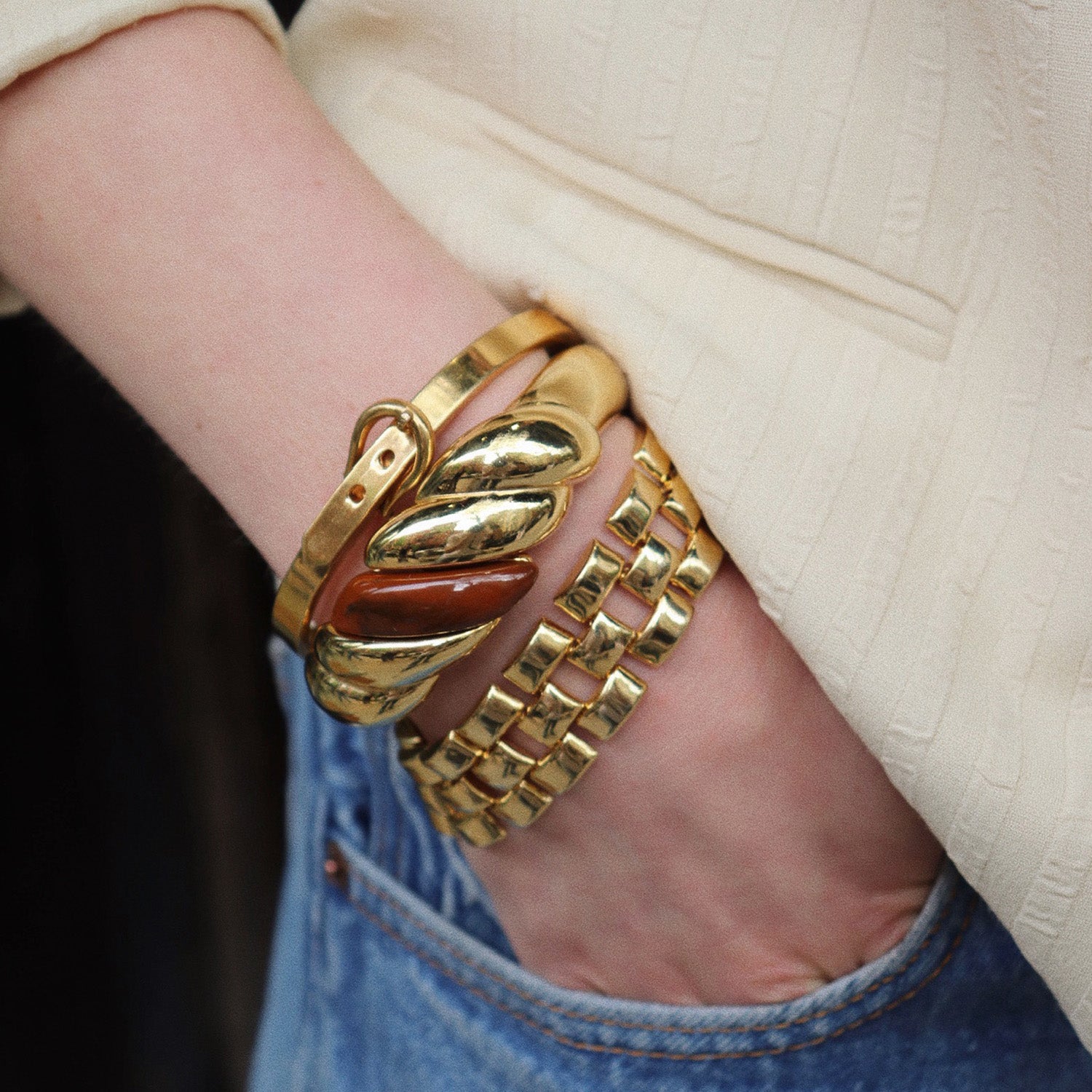 Vintage Goldtone Hinge Bracelet