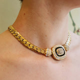 Vintage Gold Tone Choker with Rhinestones