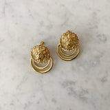 Vintage Lion Clip On Earrings