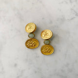 Vintage Gold Motif with Gemstone Clip On Earrings