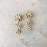 Vintage Floral Crystal Drop Clip on Earrings