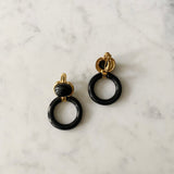 Vintage Givenchy Clip On Earrings with Black Circle Detail