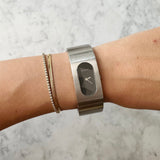 Vintage Gucci Silver Watch With Inlaid Black Face