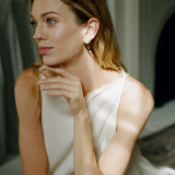 Vintage Oval Pearl Earring with Black Enamel Drop