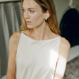 Vintage Oval Pearl Earring with Black Enamel Drop