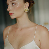 Vintage Cream Enamel Floral Earrings