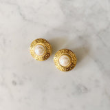 Vintage Givenchy Clip Ons with Faux Pearl & Givenchy Motif