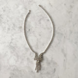 Vintage Rhinestone Necklace with Bow Detail