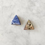 Vintage Triangle Cut Lapis Clip On Earrings