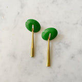Monet Green Enamel Drop Earrings