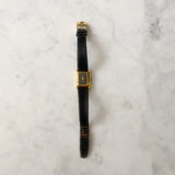 Gold Gucci Rectangular Face with Black Embossed Band