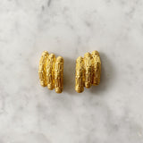 Vintage Gold Bamboo Clip on Earrings