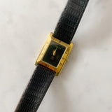 Gold Gucci Rectangular Face with Black Embossed Band